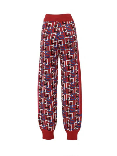 Gcds Logo-intarsia Track Pants In Red