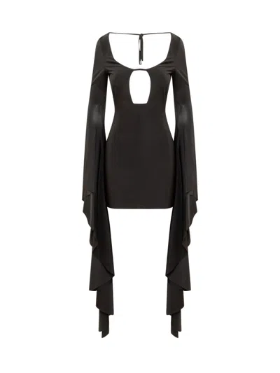 Giuseppe Di Morabito Cut Out Draped Sleeves Mini Dress In Black