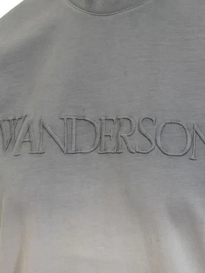 Jw Anderson Tie-dyed Logo Embroidered T-shirt In Grey