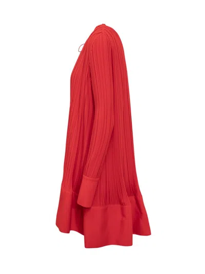 Lanvin Short Dress With Red Pleated Effect In Red