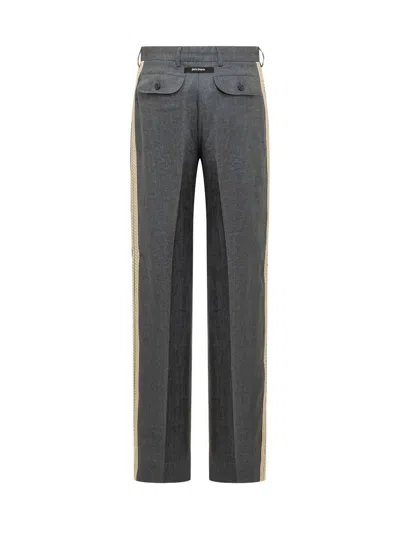 Palm Angels Linen Trousers In Grey