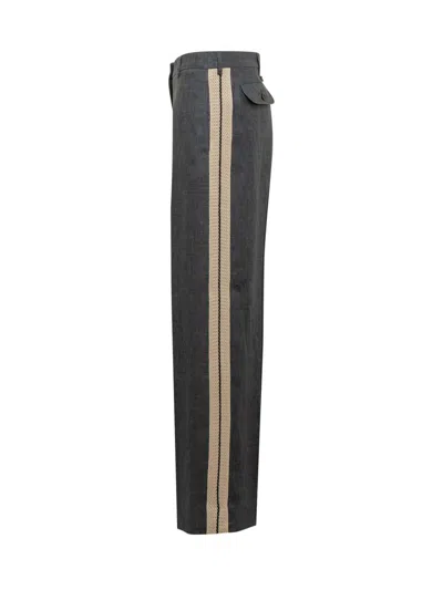 Palm Angels Linen Trousers In Grey