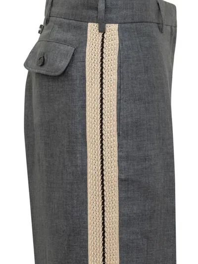 Palm Angels Linen Trousers In Grey