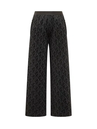 Palm Angels Monogram Jord Knit Wide Trousers In Black