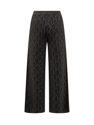 Palm Angels Monogram Jord Knit Wide Trousers In Black
