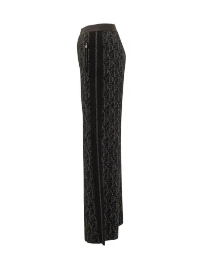 Palm Angels Monogram Jord Knit Wide Trousers In Black