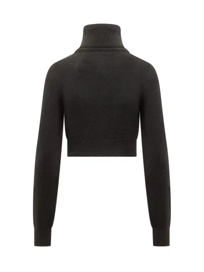 Palm Angels All Roads Text Detail Cropped Turtleneck In Black