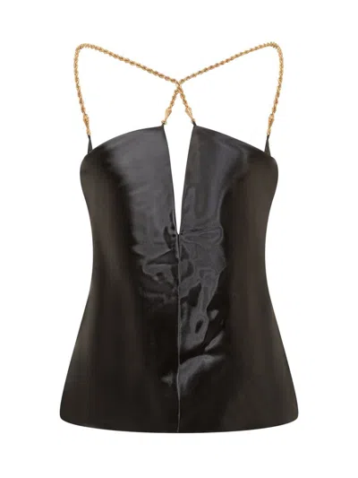 Shop Ferragamo Salvatore  Top With Bijoux Straps In Black