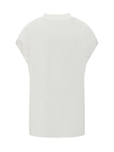 Attico Shoulder-padded Waflle-effect T-shirt In White