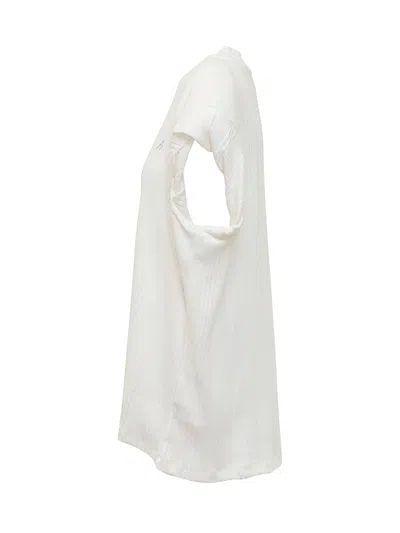 Attico Shoulder-padded Waflle-effect T-shirt In White