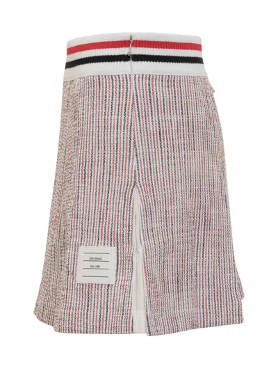 Thom Browne Mini Box Pleated Skirt In White