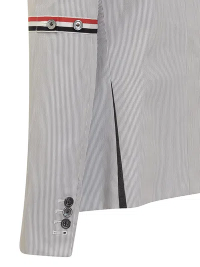 Thom Browne Tailored Seersucker Jacket In Grey