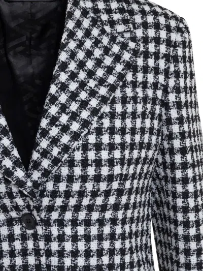 Versace Houndstooth-pattern Single-breasted Blazer In White