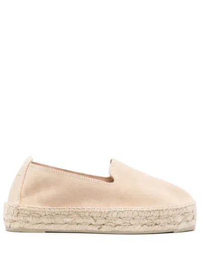 Manebi Suede Espadrilles With Braided Raffia Sole In Beige