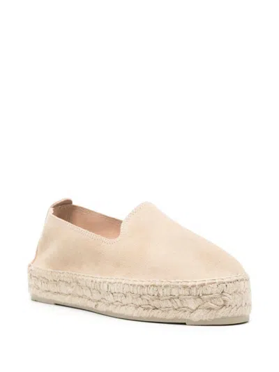 Manebi Suede Espadrilles With Braided Raffia Sole In Beige