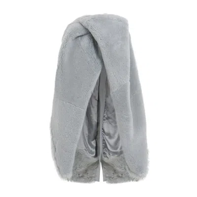 Rick Owens Short Masto Shearling Cape Women In Blue
