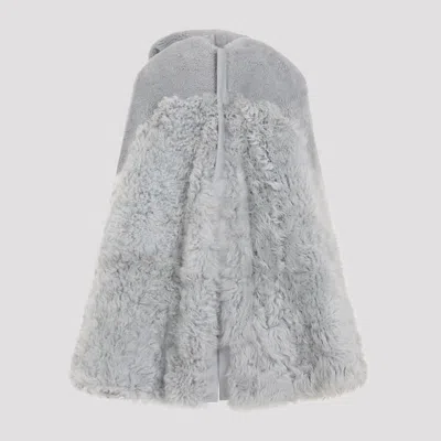 Rick Owens Short Masto Shearling Cape Women In Blue