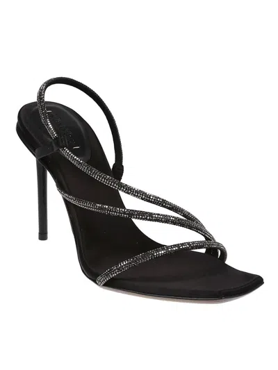 Max Mara Sandals With Micro Crystals In Black