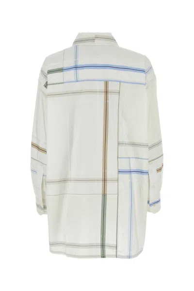 Bottega Veneta Womens White Blue Green Tau Checked Dropped-shoulder Relaxed-fit Cotton Shirt In Multicolor