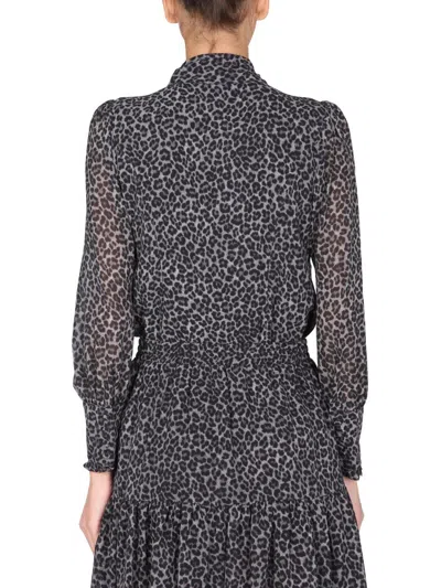 Shop Michael Kors Animal Print Shirt In Grey