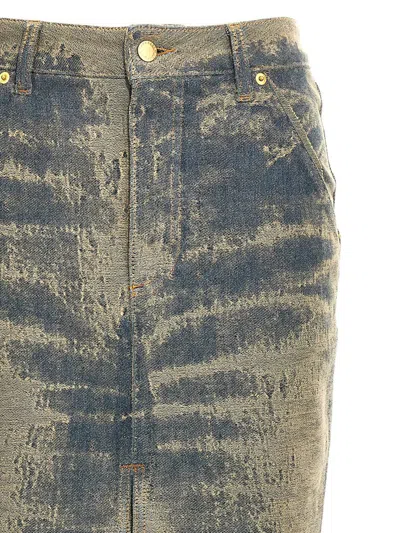 Darkpark Elasticated Denim Half-length Skirt In Blue
