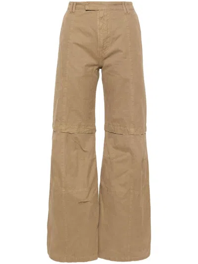 Darkpark Sam Canvas High-rise Flare Pants In Beige