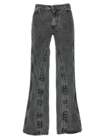 Y/project Black Hook And Eye Jeans In Black