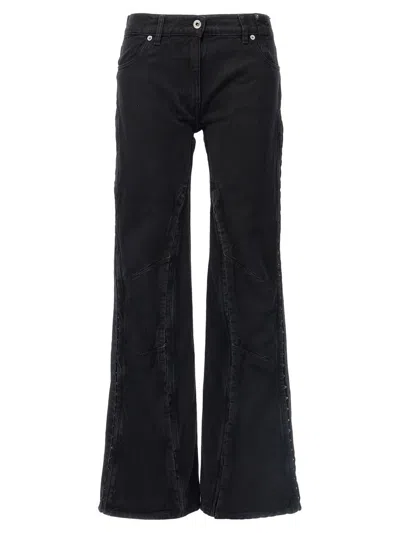 Y/project Leather Patch Belt Loop Distressed Jeans In Black