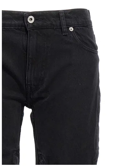 Y/project Leather Patch Belt Loop Distressed Jeans In Black