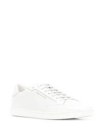 Saint Laurent Low-top Leather Sneakers Round Toe In White