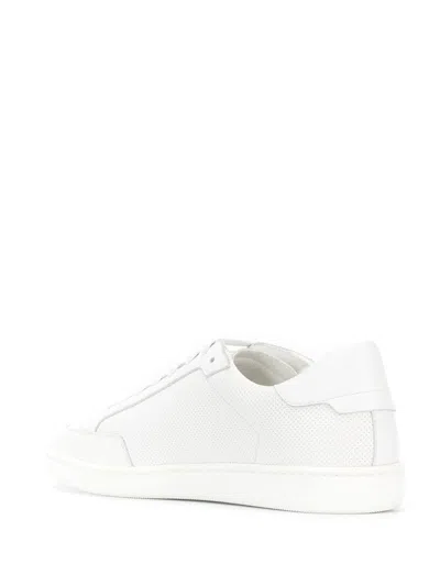 Saint Laurent Low-top Leather Sneakers Round Toe In White