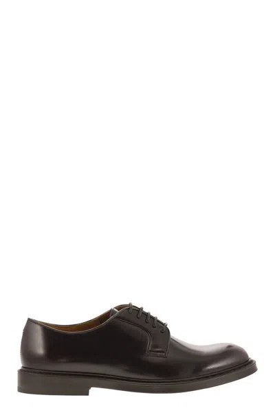 Doucal's Black Classic Oxford Shoes In Calf Leather Man In Red