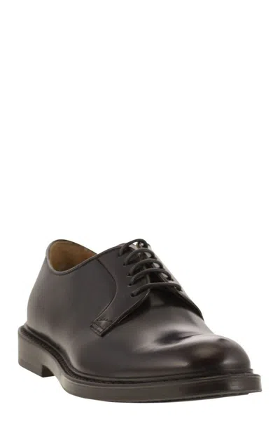 Doucal's Black Classic Oxford Shoes In Calf Leather Man In Red
