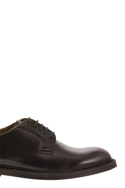 Doucal's Black Classic Oxford Shoes In Calf Leather Man In Red
