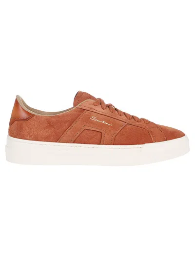 Santoni Dbs Sf6 Double Buckle Sneakers In Brown
