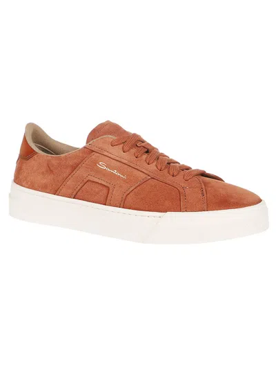 Santoni Dbs Sf6 Double Buckle Sneakers In Brown