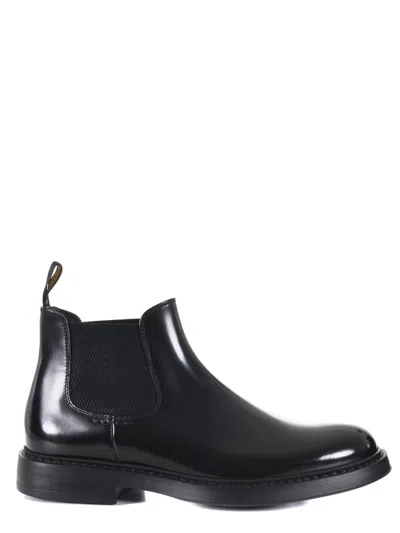 Doucal's Black Leather Ankle Boot In Black