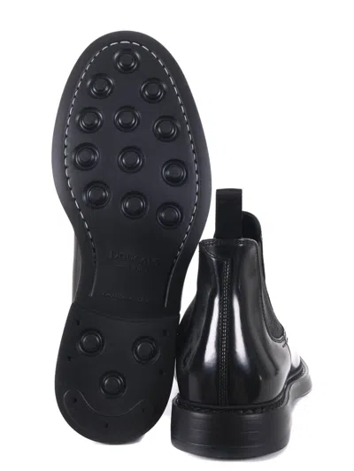 Doucal's Black Leather Ankle Boot In Black