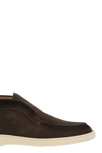 Santoni Suede Detroit High-top Loafers In Brown