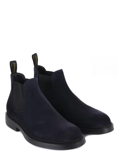 Doucal's Man Ankle Boots Navy Size 9 Leather In Blue