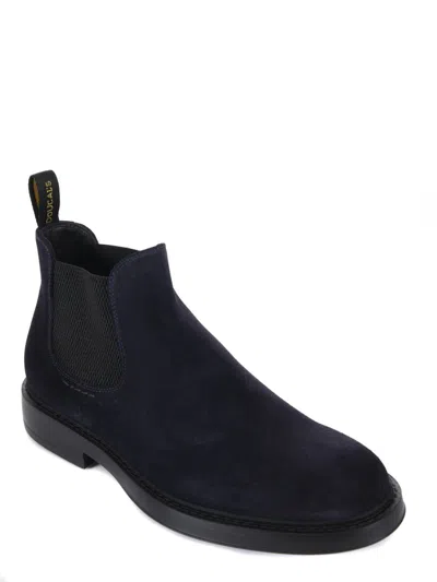 Doucal's Man Ankle Boots Navy Size 9 Leather In Blue