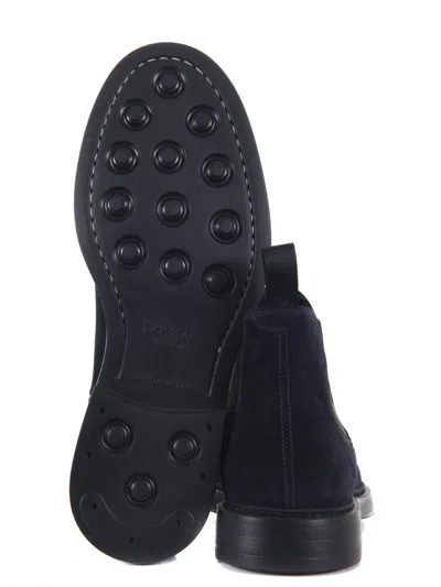 Doucal's Man Ankle Boots Navy Size 9 Leather In Blue