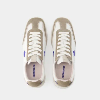 Ader Error Raff Logo-embroidered Leather Sneakers In White