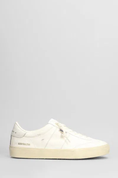 Golden Goose Soul Star Leather Low-top Sneakers With Used Effect In White
