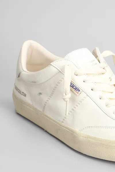 Golden Goose Soul Star Leather Low-top Sneakers With Used Effect In White