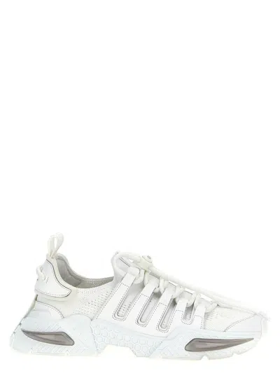 Dolce & Gabbana White Sneakers With Modern Silhouette And Unique Lacing System In White