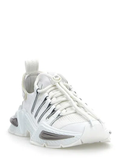 Dolce & Gabbana White Sneakers With Modern Silhouette And Unique Lacing System In White