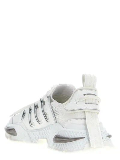 Dolce & Gabbana White Sneakers With Modern Silhouette And Unique Lacing System In White
