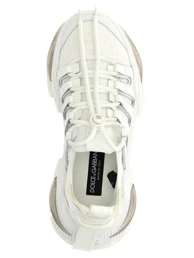Dolce & Gabbana White Sneakers With Modern Silhouette And Unique Lacing System In White