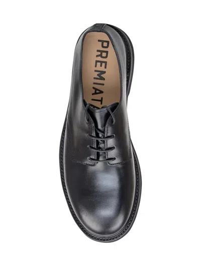 Premiata Round Toe Leather Callo Derby Shoes In Black